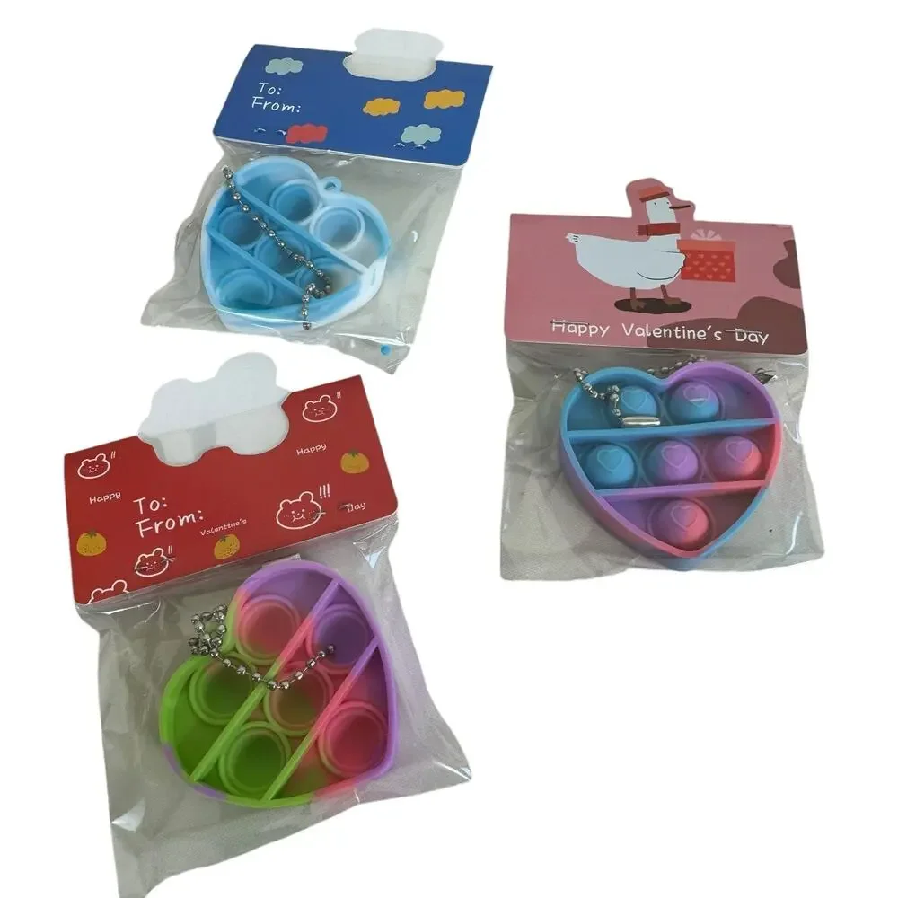 New In Box Valentines‎ Multicolored Heart Pop Keychains Individually Wrapped 30